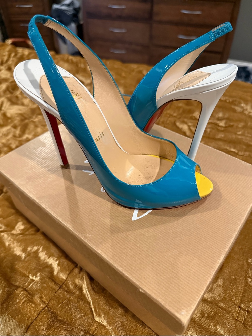 Christian Louboutin FLO Sling 120 Patent Leather Pumps
